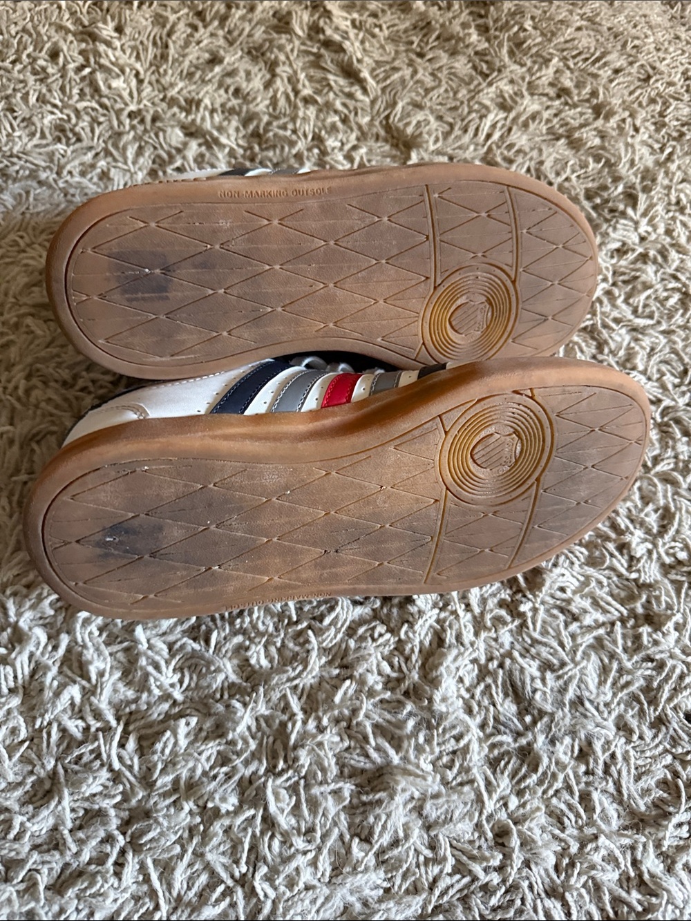 White Sneakers with Navy & Red Stripes - Picture 6 of 7